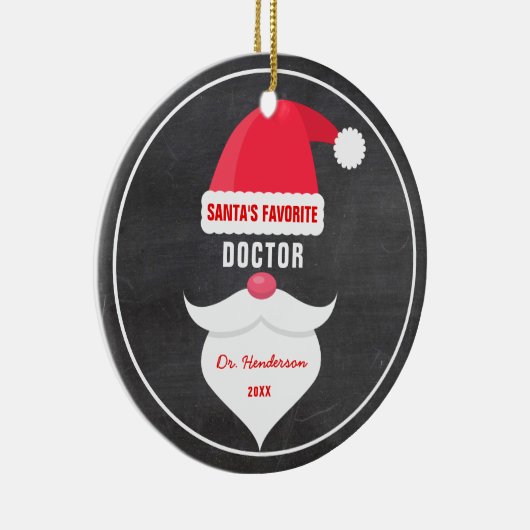 Funny kerstkerstman's favoriete dokter keramisch ornament (Rechts)