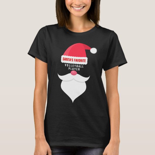 Funny kerstkerstman's favoriete volleybalspeler t-shirt (Voorkant)