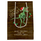 Funny kerstklociraptor Dinosaur - aangepaste tekst Medium Cadeauzakje (Achterkant)