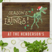 Funny Kerstklociraptor Dinosaur Theedoek (Gevouwen)