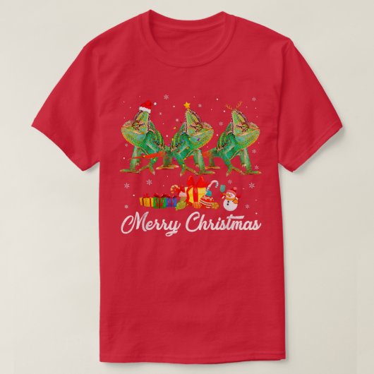 Funny Kerstlamelles Xmas Pajama Chameleon Anima T-shirt (Design voorkant)