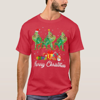 Funny Kerstlamelles Xmas Pajama Chameleon Anima T-shirt