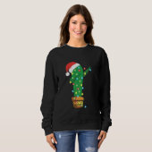 Funny kerstlampjes die Cactus Santa Hat Ca dabbing Trui (Voorkant volledig)
