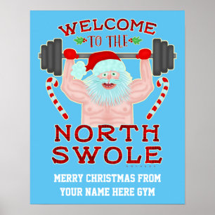 Funny Kerstle Santa Claus Aangepaste gym Poster