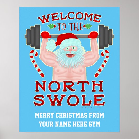 Funny Kerstle Santa Claus | Aangepaste gym Poster (Voorkant)