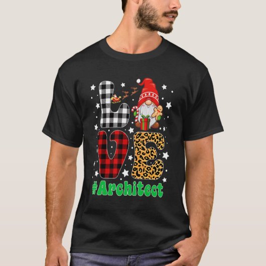 Funny Kerstleopard Pset LOVE Architect Gnome T-shirt (Voorkant)