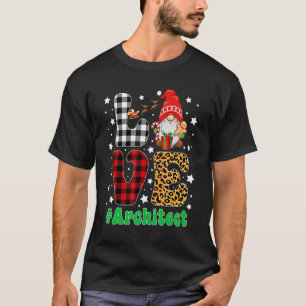 Funny Kerstleopard Pset LOVE Architect Gnome T-shirt