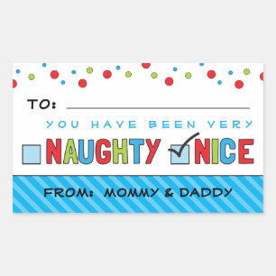 Funny kerstlist Naughty of Nice Gift Stickers