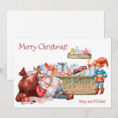 Funny kerstlist Santa Workshop Covid 2021 Feestdagenkaart (Voorkant / Achterkant)