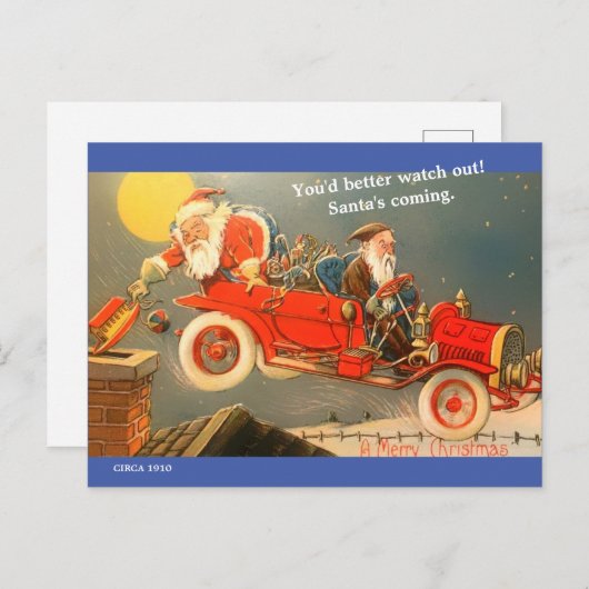 Funny  kerstman 1910 briefkaart (Voorkant / Achterkant)