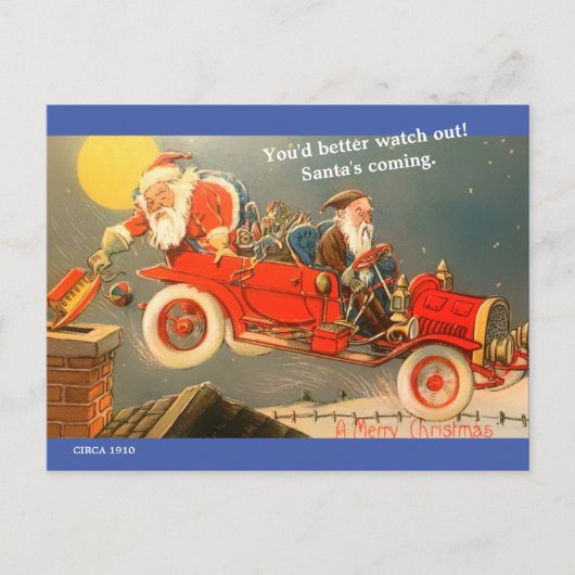Funny  kerstman 1910 briefkaart (Voorkant)