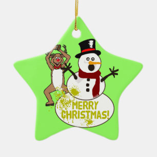 Funny Kerstman Keramisch Ornament