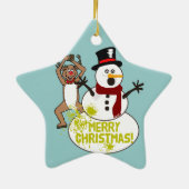 Funny Kerstman Keramisch Ornament (Achterkant)