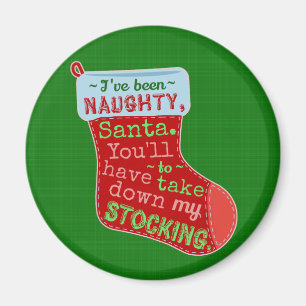 Funny Kerstman Naughty Santa Claus Stocking Joke Magneet