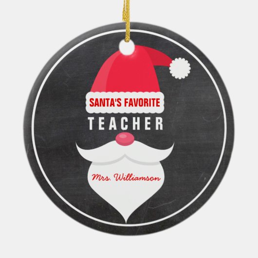 Funny kerstman's favoriete leraar keramisch ornament (Achterkant)