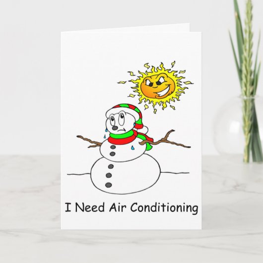 Funny Kerstmelting Snowman AC Joke Xmas Humor Feestdagen Kaart (Voorkant)