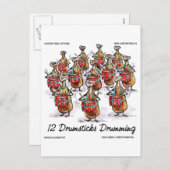 Funny Kerstmis 12 Drumsticks Drumming Gifts & T-sh Feestdagenkaart (Voorkant / Achterkant)