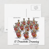 Funny Kerstmis 12 Drumsticks Drumming Gifts & T-sh Feestdagenkaart (Voorkant / Achterkant)