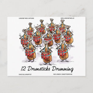 Funny Kerstmis 12 Drumsticks Drumming Gifts & T-sh Feestdagenkaart