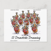 Funny Kerstmis 12 Drumsticks Drumming Gifts & T-sh Feestdagenkaart (Voorkant)