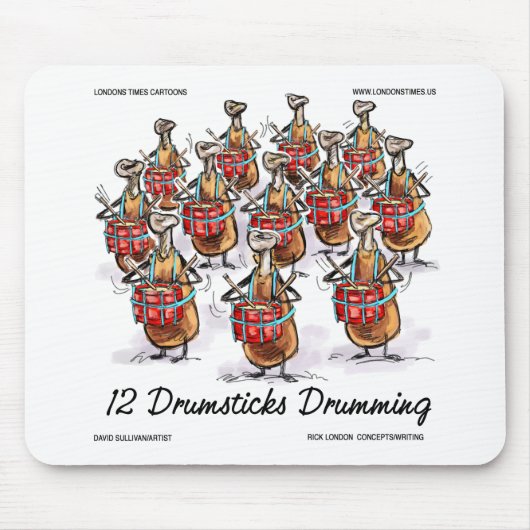 Funny Kerstmis 12 Drumsticks Drumming Gifts & T-sh Muismat (Voorkant)