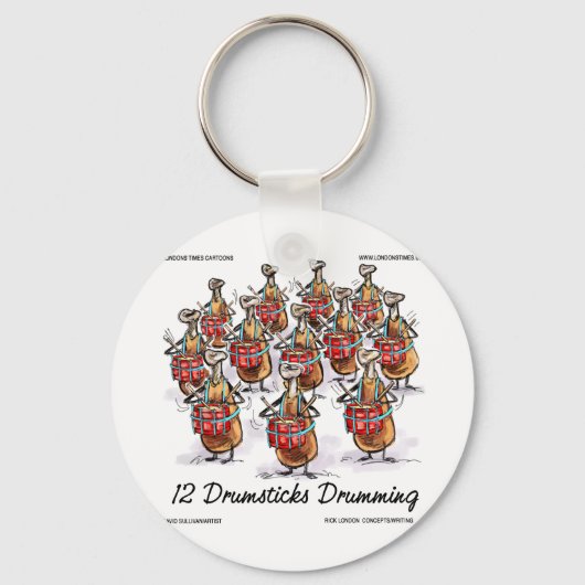 Funny Kerstmis 12 Drumsticks Drumming Gifts & T-sh Sleutelhanger (Voorkant)