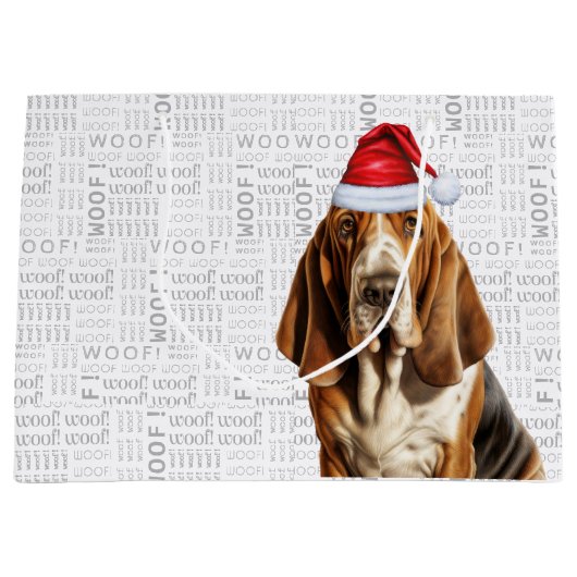 Funny Kerstmis Basset Hound Hondenliefhebber Groot Cadeauzakje (Voorkant)
