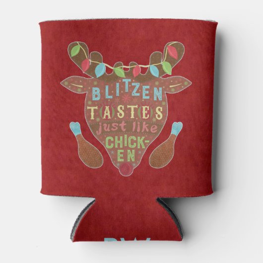 Funny Kerstmis Blitzen Chicken Reindeer Humor Blikjeskoeler (Voorkant)