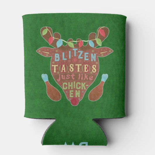 Funny Kerstmis Blitzen Chicken Reindeer Humor Blikjeskoeler (Achterkant)