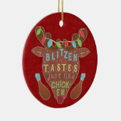 Funny Kerstmis Blitzen Chicken Reindeer Humor Keramisch Ornament (Rechts)