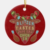 Funny Kerstmis Blitzen Chicken Reindeer Humor Keramisch Ornament (Voorkant)
