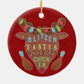 Funny Kerstmis Blitzen Chicken Reindeer Humor Keramisch Ornament (Achterkant)
