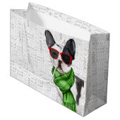 Funny Kerstmis Boston Terrier Dog Groot Cadeauzakje (Voorkant Gekanteld)