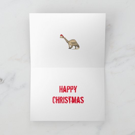 Funny Kerstmis Brontosaurus Santa Dinosaur Slogan Kaart (Binnen)