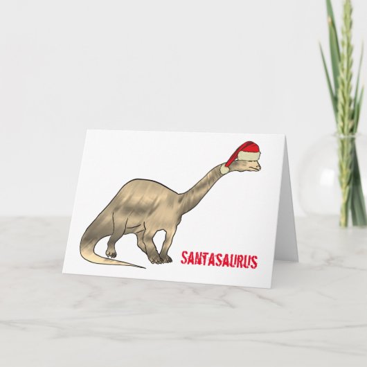 Funny Kerstmis Brontosaurus Santa Dinosaur Slogan Kaart (Voorkant)
