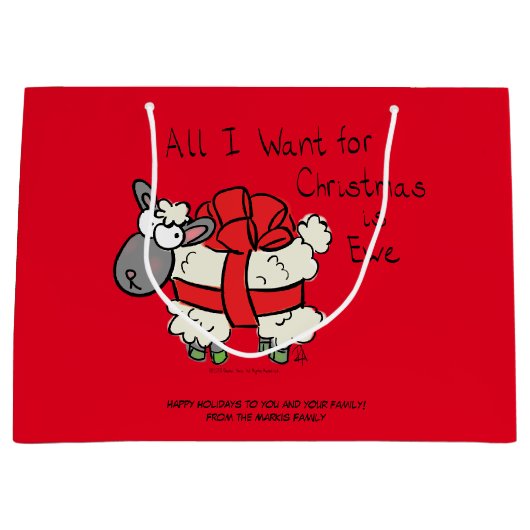 Funny Kerstmis Cartoon Groot Cadeauzakje (Voorkant)