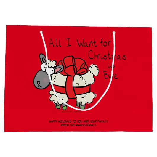 Funny Kerstmis Cartoon Groot Cadeauzakje (Achterkant)