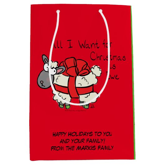 Funny Kerstmis Cartoon Medium Cadeauzakje (Voorkant)