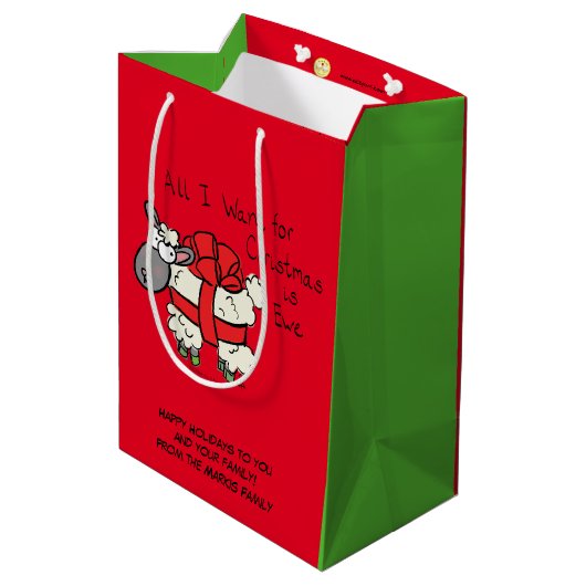 Funny Kerstmis Cartoon Medium Cadeauzakje (Achterkant Gekanteld)