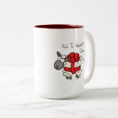 Funny Kerstmis Cartoon Tweekleurige Koffiemok (Voorkant rechts)