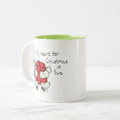 Funny Kerstmis Cartoon Tweekleurige Koffiemok (Voorkant links)