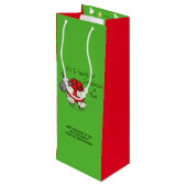 Funny Kerstmis Cartoon Wijn Cadeautas (Achterkant Gekanteld)