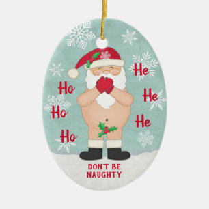Funny Kerstmis Cute Custom Naughty Santa Keramisch Ornament