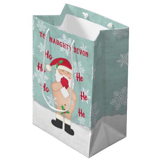 Funny Kerstmis Cute Custom Naughty Santa Medium Cadeauzakje (Voorkant Gekanteld)