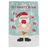Funny Kerstmis Cute Custom Naughty Santa Medium Cadeauzakje (Voorkant)
