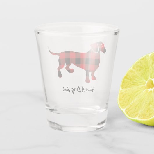 Funny Kerstmis Dachshund Flannel Pset Shot Glas (Achterkant)