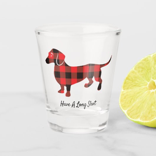 Funny Kerstmis Dachshund Flannel Pset Shot Glas (Voorkant)