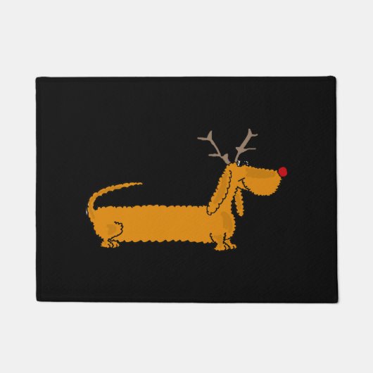 Funny Kerstmis Dachshund Reindeer Deurmat (Voorkant)