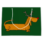 Funny Kerstmis Dachshund Reindeer Groot Cadeauzakje (Voorkant)