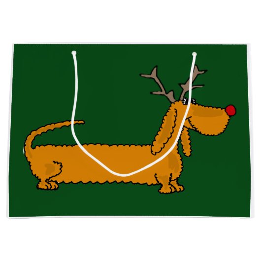 Funny Kerstmis Dachshund Reindeer Groot Cadeauzakje (Voorkant)